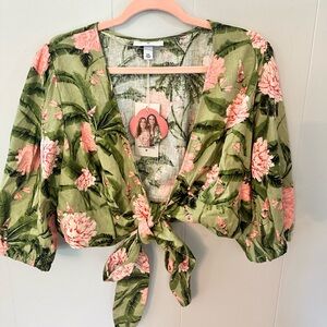 AGUA BENDITA TARGET Peony Print Set Linen Blend Boho Tied